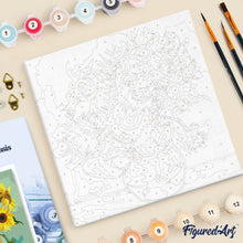 Cargar imagen en el visor de la galería, Mini Pintura por Números 20x20cm con bastidor - Van Gogh - Girasoles