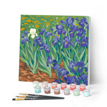 Cargar imagen en el visor de la galería, Pintar por numeros Figured'Art - Mini Pintura por Números 20x20cm con bastidor - Van Gogh - Iris