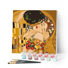 Cargar imagen en el visor de la galería, Pintar por numeros Figured'Art - Mini Pintura por Números 20x20cm con bastidor - El beso - Klimt