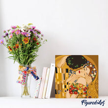 Cargar imagen en el visor de la galería, Mini Pintura por Números 20x20cm con bastidor - El beso - Klimt