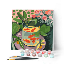 Cargar imagen en el visor de la galería, Pintar por numeros Figured'Art - Mini Pintura por Números 20x20cm con bastidor - Los peces rojos - Matisse