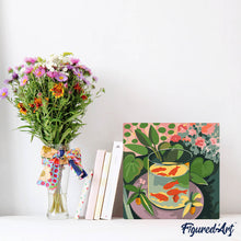 Cargar imagen en el visor de la galería, Mini Pintura por Números 20x20cm con bastidor - Los peces rojos - Matisse
