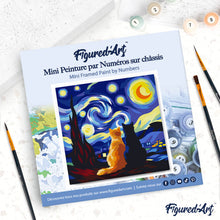 Cargar imagen en el visor de la galería, Mini Pintura por Números 20x20cm con bastidor - Compañeros de noche estrellada