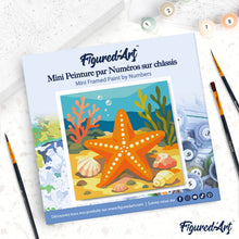 Cargar imagen en el visor de la galería, Mini Pintura por Números 20x20cm con bastidor - Estrella de mar