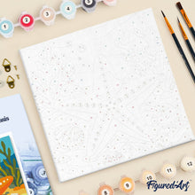Cargar imagen en el visor de la galería, Mini Pintura por Números 20x20cm con bastidor - Estrella de mar