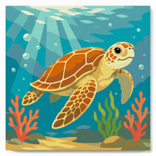 Cargar imagen en el visor de la galería, Mini Pintura por Números 20x20cm con bastidor - Tortuga
