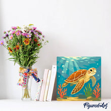 Cargar imagen en el visor de la galería, Mini Pintura por Números 20x20cm con bastidor - Tortuga