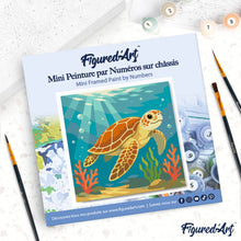 Cargar imagen en el visor de la galería, Mini Pintura por Números 20x20cm con bastidor - Tortuga