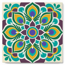 Cargar imagen en el visor de la galería, Mini Pintura por Números 20x20cm con bastidor - Mandala de pavo real
