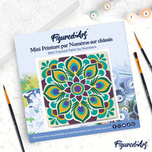 Cargar imagen en el visor de la galería, Mini Pintura por Números 20x20cm con bastidor - Mandala de pavo real