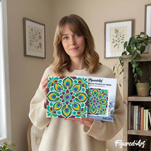 Cargar imagen en el visor de la galería, Mini Pintura por Números 20x20cm con bastidor - Mandala de pavo real