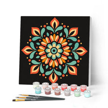 Cargar imagen en el visor de la galería, Pintar por numeros Figured'Art - Mini Pintura por Números 20x20cm con bastidor - Mandala otoñal