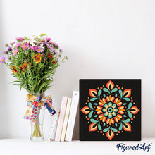 Cargar imagen en el visor de la galería, Mini Pintura por Números 20x20cm con bastidor - Mandala otoñal