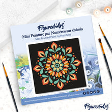 Cargar imagen en el visor de la galería, Mini Pintura por Números 20x20cm con bastidor - Mandala otoñal