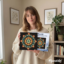 Cargar imagen en el visor de la galería, Mini Pintura por Números 20x20cm con bastidor - Mandala otoñal