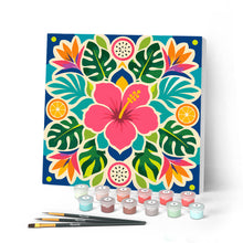 Cargar imagen en el visor de la galería, Pintar por numeros Figured'Art - Mini Pintura por Números 20x20cm con bastidor - Mandala de hibisco