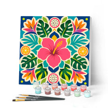 Cargar imagen en el visor de la galería, Pintar por numeros Figured'Art - Mini Pintura por Números 20x20cm con bastidor - Mandala de hibisco