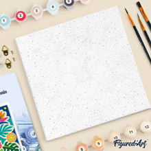 Cargar imagen en el visor de la galería, Mini Pintura por Números 20x20cm con bastidor - Mandala de hibisco