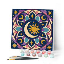 Cargar imagen en el visor de la galería, Pintar por numeros Figured'Art - Mini Pintura por Números 20x20cm con bastidor - Mandala celestial