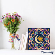 Cargar imagen en el visor de la galería, Mini Pintura por Números 20x20cm con bastidor - Mandala celestial