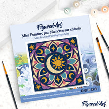 Cargar imagen en el visor de la galería, Mini Pintura por Números 20x20cm con bastidor - Mandala celestial