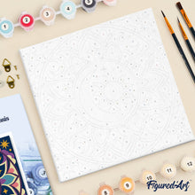 Cargar imagen en el visor de la galería, Mini Pintura por Números 20x20cm con bastidor - Mandala celestial