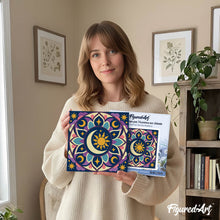 Cargar imagen en el visor de la galería, Mini Pintura por Números 20x20cm con bastidor - Mandala celestial