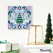 Cargar imagen en el visor de la galería, Mini Pintura por Números 20x20cm con bastidor - Mandala navideño