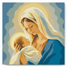 Cargar imagen en el visor de la galería, Mini Pintura por Números 20x20cm con bastidor - Abrazo de María