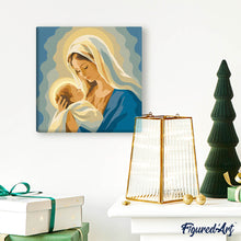 Cargar imagen en el visor de la galería, Mini Pintura por Números 20x20cm con bastidor - Abrazo de María