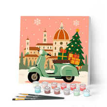 Cargar imagen en el visor de la galería, Pintar por numeros Figured'Art - Mini Pintura por Números 20x20cm con bastidor - Navidad en Florencia