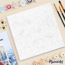 Cargar imagen en el visor de la galería, Mini Pintura por Números 20x20cm con bastidor - Cardenales de invierno