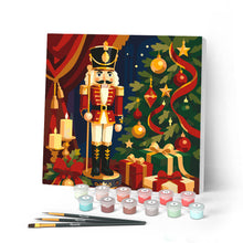 Cargar imagen en el visor de la galería, Pintar por numeros Figured'Art - Mini Pintura por Números 20x20cm con bastidor - Cascanueces de Navidad