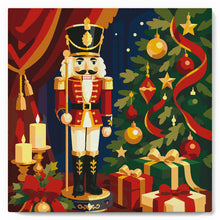 Cargar imagen en el visor de la galería, Mini Pintura por Números 20x20cm con bastidor - Cascanueces de Navidad
