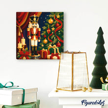 Cargar imagen en el visor de la galería, Mini Pintura por Números 20x20cm con bastidor - Cascanueces de Navidad