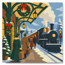 Cargar imagen en el visor de la galería, Mini Pintura por Números 20x20cm con bastidor - Tren de las fiestas