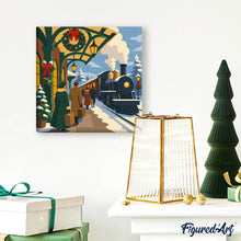 Cargar imagen en el visor de la galería, Mini Pintura por Números 20x20cm con bastidor - Tren de las fiestas