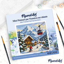Cargar imagen en el visor de la galería, Mini Pintura por Números 20x20cm con bastidor - Vacaciones de invierno en los Alpes