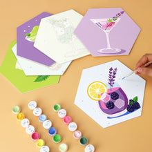 Cargar imagen en el visor de la galería, Mini Serie Pintar por Números - Hexágonos (6 piezas) - Set de cócteles pastel
