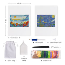 Cargar imagen en el visor de la galería, Mini Diamond Painting 15x20cm (2 piezas) - Noche Estrellada y Sol