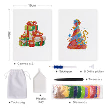 Cargar imagen en el visor de la galería, Mini Diamond Painting 15x20cm (2 piezas) - Bebidas y Coronas Festivas