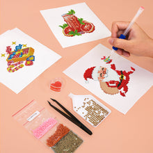 Cargar imagen en el visor de la galería, Mini Diamond Painting 15x20cm (2 piezas) - Jugo de Tomate y Papá Noel