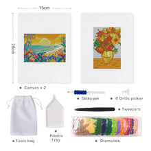 Cargar imagen en el visor de la galería, Mini Diamond Painting 15x20cm (2 piezas) - Atardecer y Flores