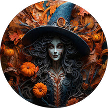 Cargar imagen en el visor de la galería, Puzzle de madera - Bruja de Calabaza