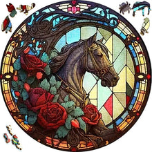 Cargar imagen en el visor de la galería, Puzzle de madera - Caballo y Rosas