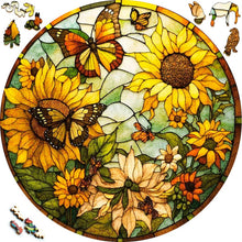 Cargar imagen en el visor de la galería, Puzzle de madera - Girasoles y Mariposas