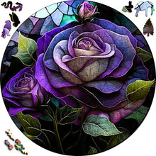 Cargar imagen en el visor de la galería, Puzzle de madera - Rosas Moradas