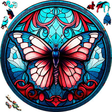 Cargar imagen en el visor de la galería, Puzzle de madera - Mariposa Roja y Azul