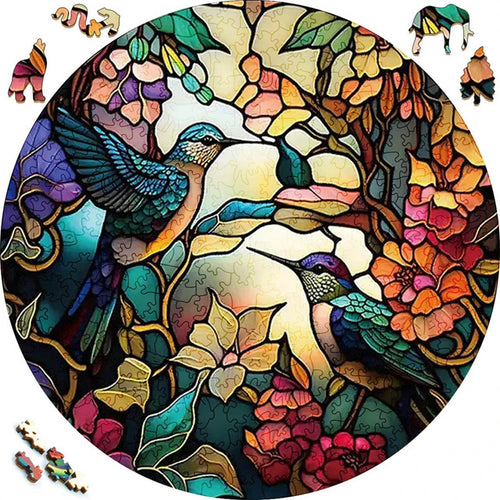 Puzzle de madera - Familia de colibríes