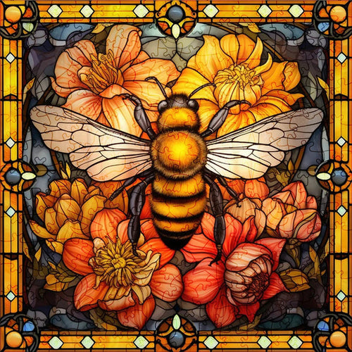 Puzzle de madera - Abeja en Flores